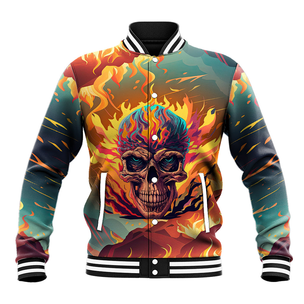 I Can Fix Stupid Bit It's Gonna Hurt Flaming kull Baseball Jacket - Wonder Print Shop