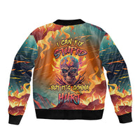 I Can Fix Stupid Bit It's Gonna Hurt Flaming kull Bomber Jacket - Wonder Print Shop