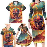 I Can Fix Stupid Bit It's Gonna Hurt Flaming kull Family Matching Long Sleeve Bodycon Dress and Hawaiian Shirt - Wonder Print Shop