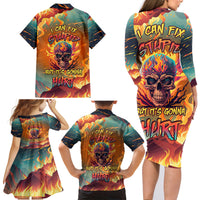 I Can Fix Stupid Bit It's Gonna Hurt Flaming kull Family Matching Long Sleeve Bodycon Dress and Hawaiian Shirt - Wonder Print Shop