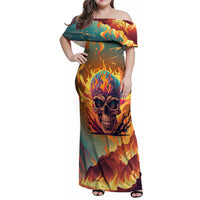 I Can Fix Stupid Bit It's Gonna Hurt Flaming kull Family Matching Off Shoulder Maxi Dress and Hawaiian Shirt - Wonder Print Shop