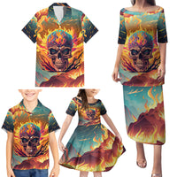 I Can Fix Stupid Bit It's Gonna Hurt Flaming kull Family Matching Puletasi Dress and Hawaiian Shirt - Wonder Print Shop