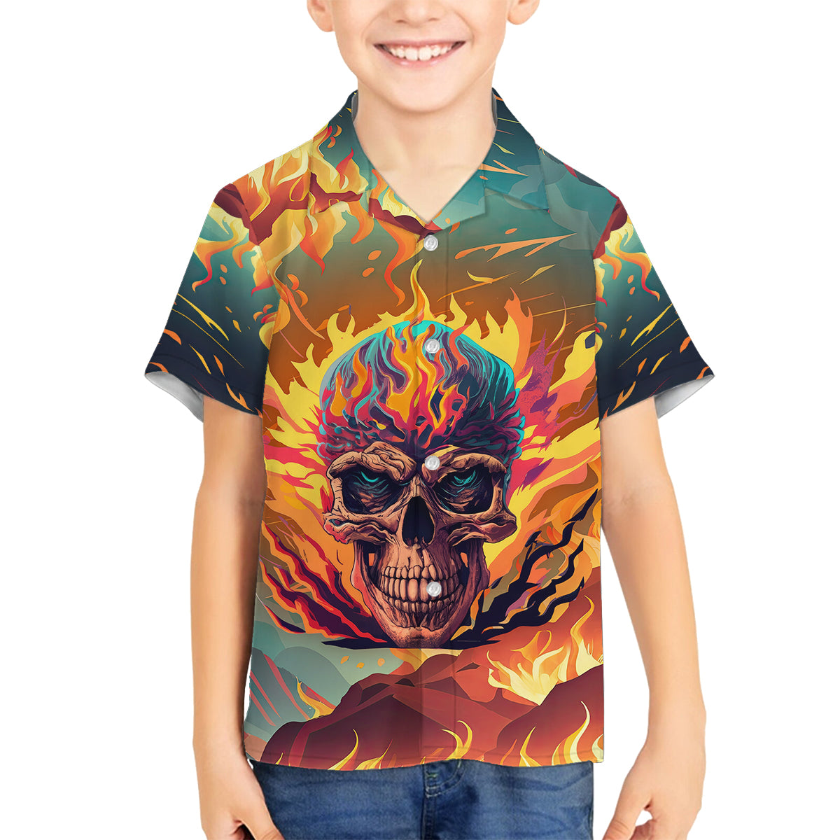 I Can Fix Stupid Bit It's Gonna Hurt Flaming kull Family Matching Puletasi Dress and Hawaiian Shirt - Wonder Print Shop