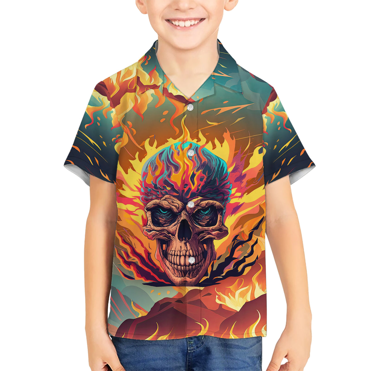 I Can Fix Stupid Bit It's Gonna Hurt Flaming kull Kid Hawaiian Shirt - Wonder Print Shop