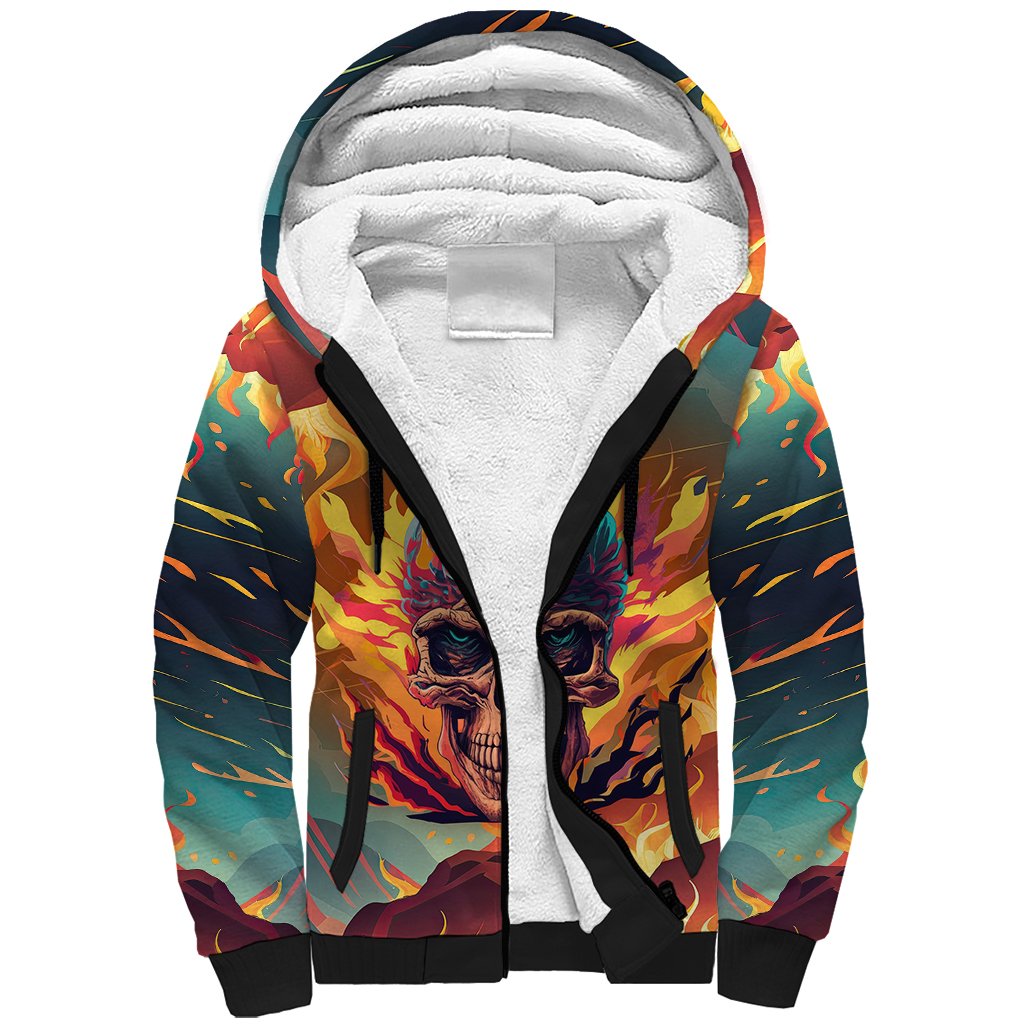 I Can Fix Stupid Bit It's Gonna Hurt Flaming kull Sherpa Hoodie - Wonder Print Shop
