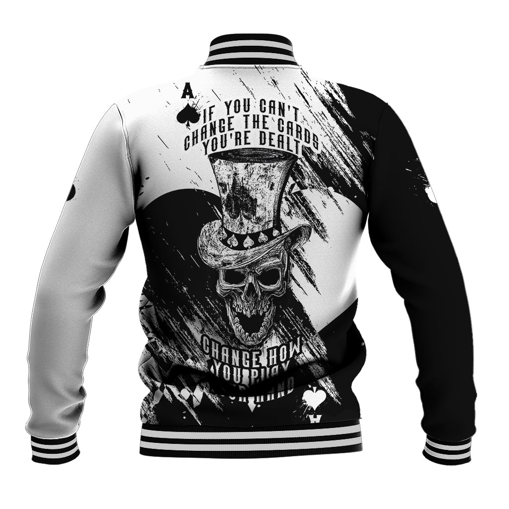 Black Joke Skull Baseball Jacket Spade Ace Grunge Art - Wonder Print Shop
