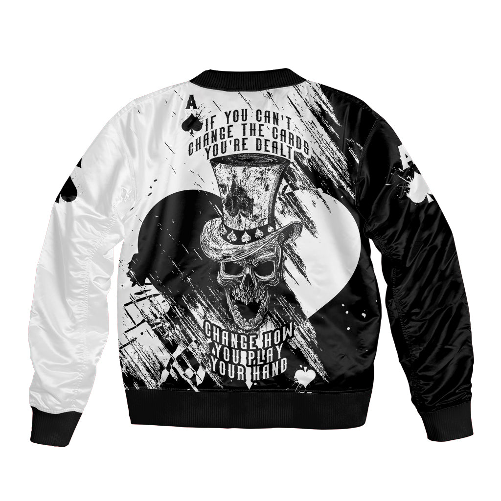 Black Joke Skull Bomber Jacket Spade Ace Grunge Art - Wonder Print Shop