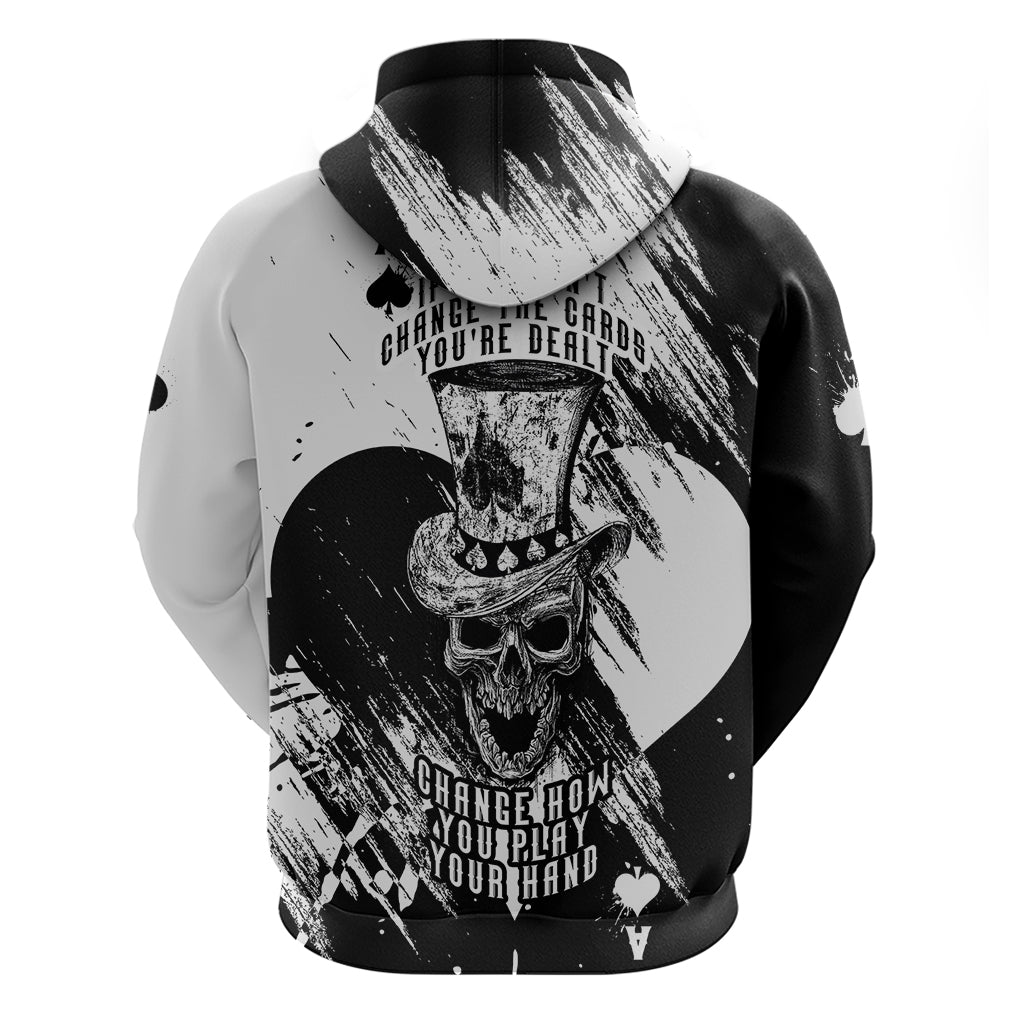 Black Joke Skull Hoodie Spade Ace Grunge Art - Wonder Print Shop