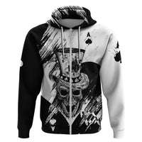 Black Joke Skull Hoodie Spade Ace Grunge Art - Wonder Print Shop