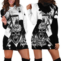 Black Joke Skull Hoodie Dress Spade Ace Grunge Art - Wonder Print Shop