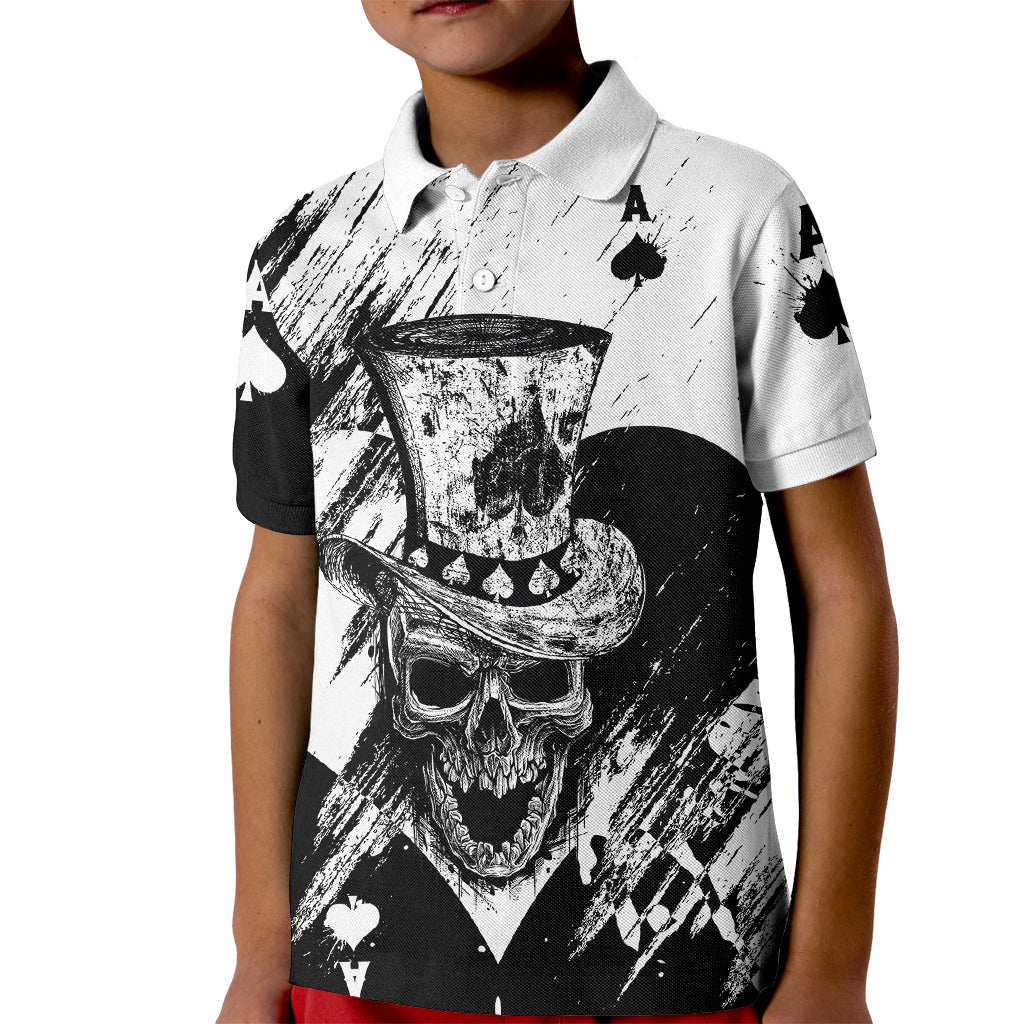 Black Joke Skull Kid Polo Shirt Spade Ace Grunge Art - Wonder Print Shop