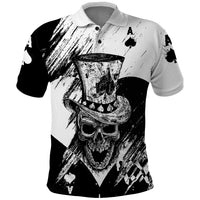 Black Joke Skull Polo Shirt Spade Ace Grunge Art - Wonder Print Shop
