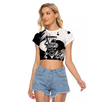 Black Joke Skull Raglan Cropped T Shirt Spade Ace Grunge Art - Wonder Print Shop