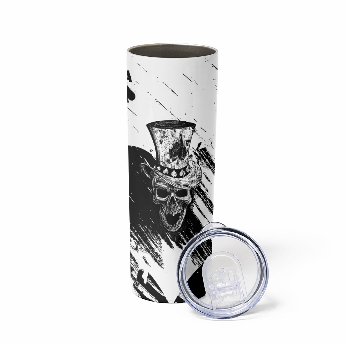 Black Joke Skull Skinny Tumbler Spade Ace Grunge Art - Wonder Print Shop