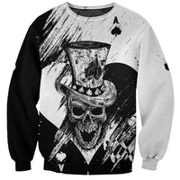 Black Joke Skull Sweatshirt Spade Ace Grunge Art - Wonder Print Shop