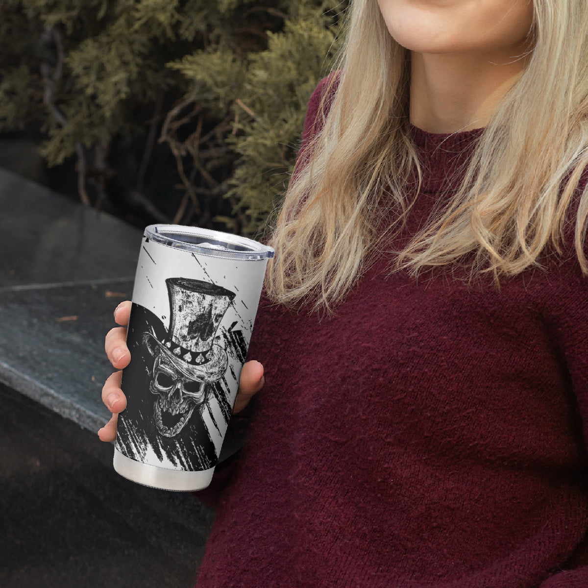 Black Joke Skull Tumbler Cup Spade Ace Grunge Art - Wonder Print Shop