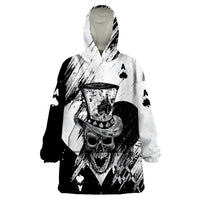 Black Joke Skull Wearable Blanket Hoodie Spade Ace Grunge Art - Wonder Print Shop
