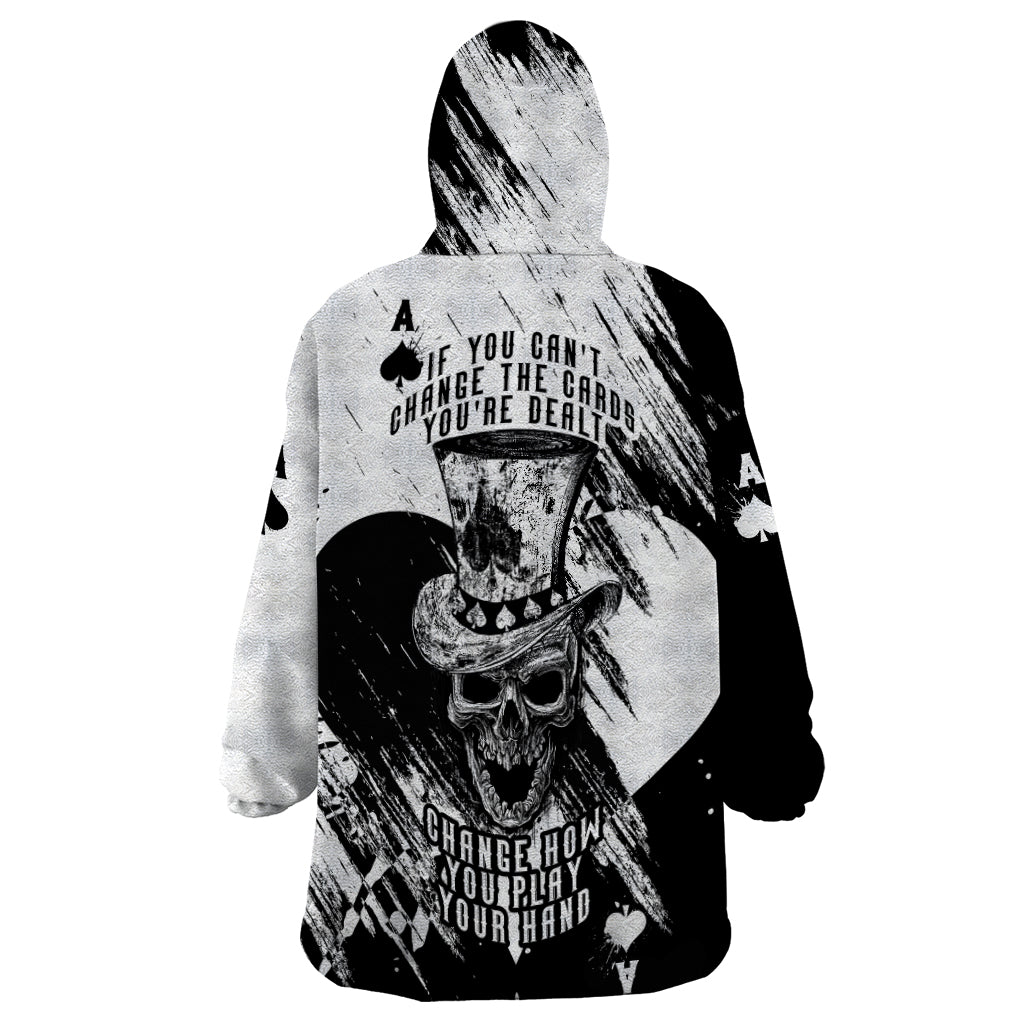 Black Joke Skull Wearable Blanket Hoodie Spade Ace Grunge Art - Wonder Print Shop