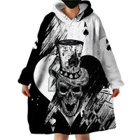 Black Joke Skull Wearable Blanket Hoodie Spade Ace Grunge Art - Wonder Print Shop
