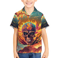 Skull Flaming Family Matching Long Sleeve Bodycon Dress and Hawaiian Shirt I Can Fix Stupid But It's Gonna Hurt - Wonder Print Shop