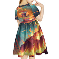 Skull Flaming Kid Short Sleeve Dress I Can Fix Stupid But It's Gonna Hurt - Wonder Print Shop