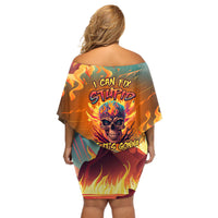 Skull Flaming Off Shoulder Short Dress I Can Fix Stupid But It's Gonna Hurt - Wonder Print Shop