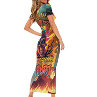 Skull Flaming Short Sleeve Bodycon Dress I Can Fix Stupid But It's Gonna Hurt - Wonder Print Shop