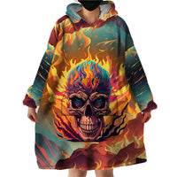 Skull Flaming Wearable Blanket Hoodie I Can Fix Stupid But It's Gonna Hurt - Wonder Print Shop