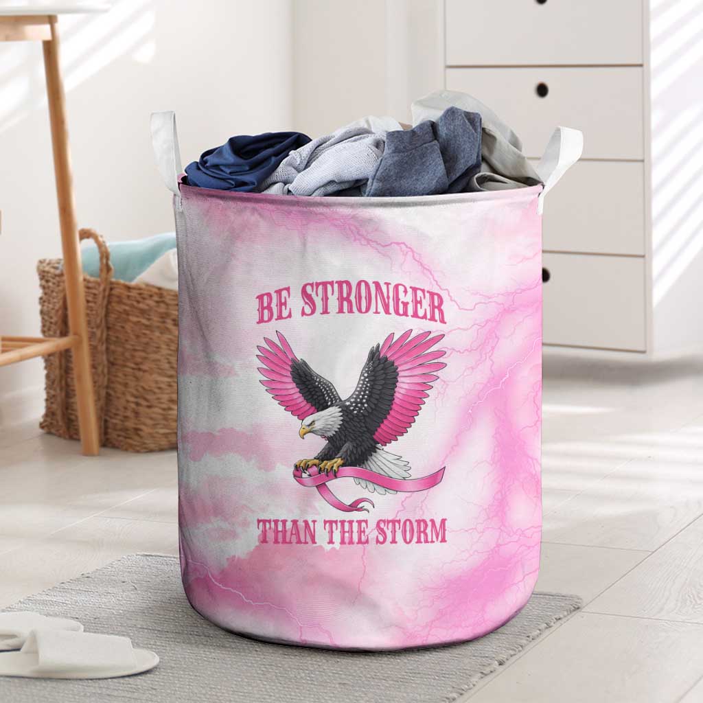Pink Ribbon American Eagle Laundry Basket Breast Cancer Awareness - Be Stronger Than The Storm