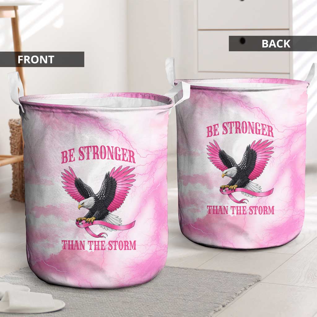 Pink Ribbon American Eagle Laundry Basket Breast Cancer Awareness - Be Stronger Than The Storm
