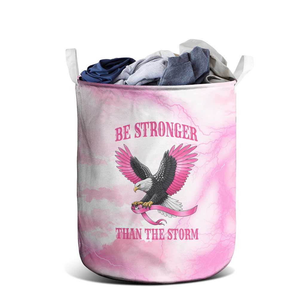 Pink Ribbon American Eagle Laundry Basket Breast Cancer Awareness - Be Stronger Than The Storm