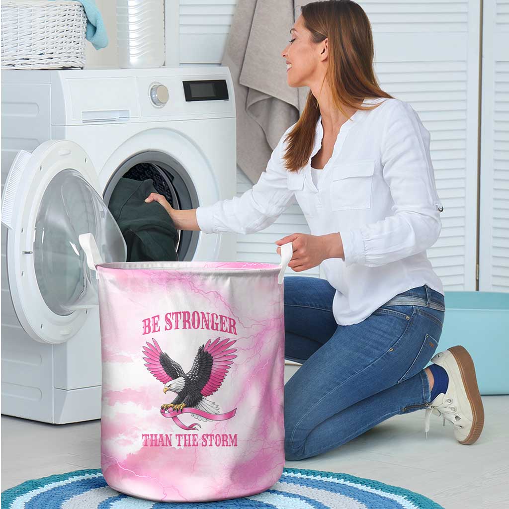Pink Ribbon American Eagle Laundry Basket Breast Cancer Awareness - Be Stronger Than The Storm