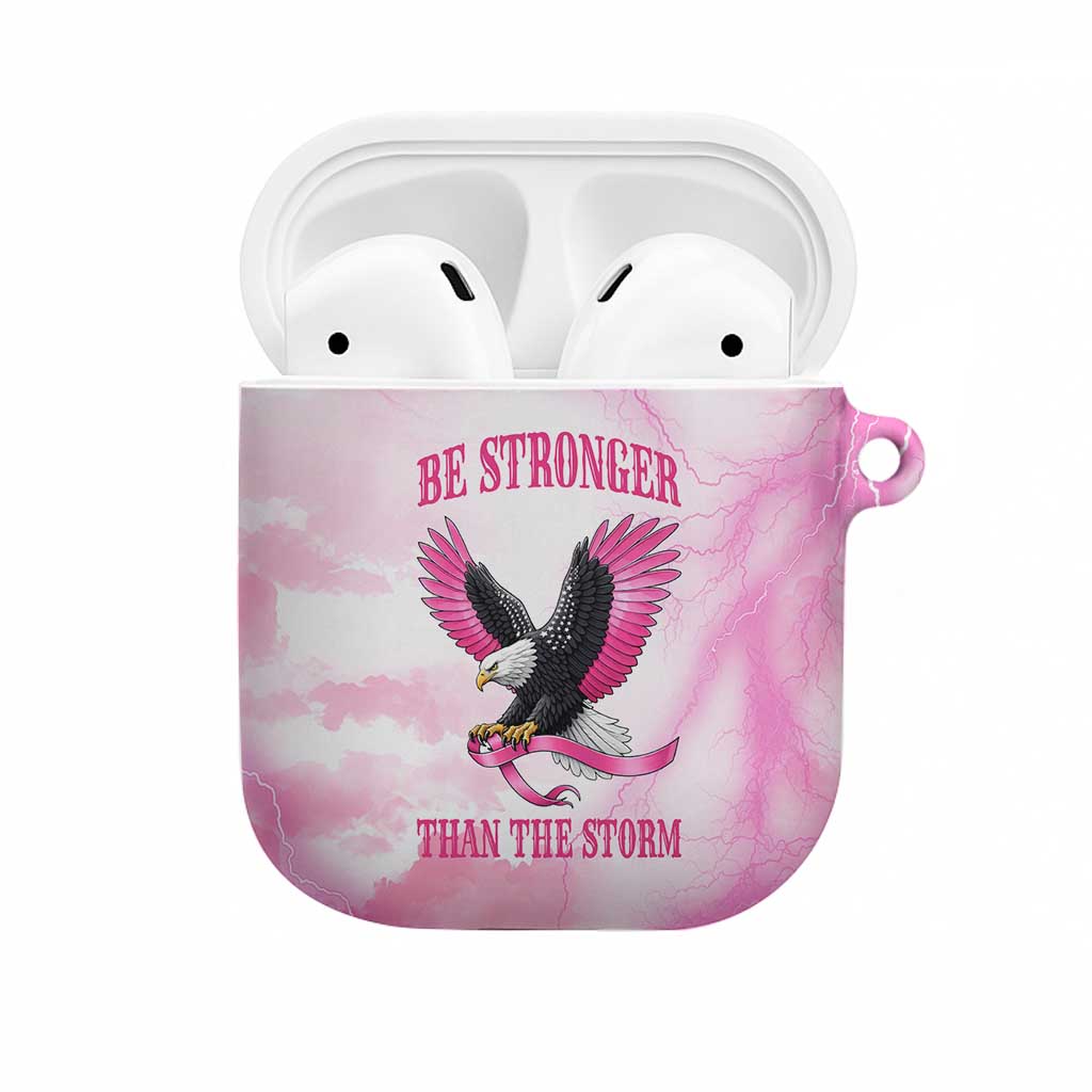 Pink Ribbon American Eagle AirPods Case Breast Cancer Awareness - Be Stronger Than The Storm