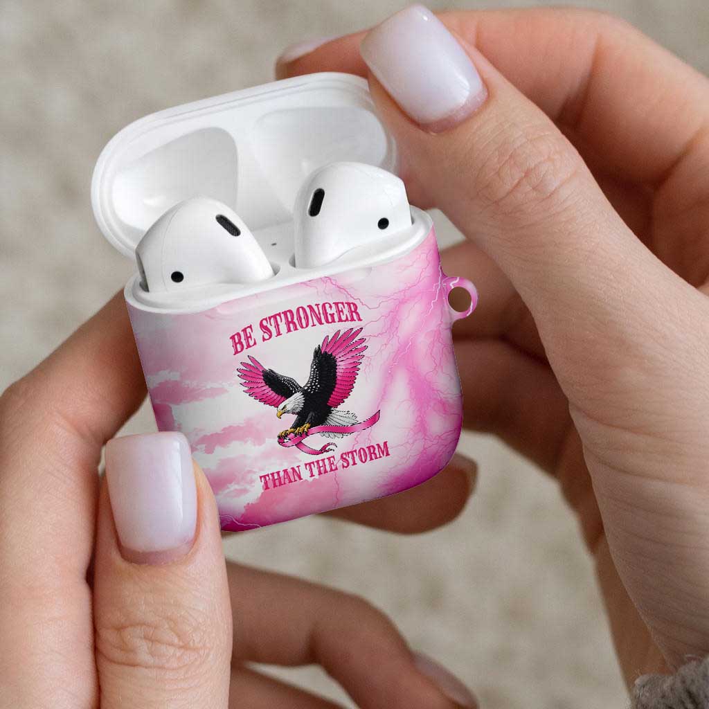 Pink Ribbon American Eagle AirPods Case Breast Cancer Awareness - Be Stronger Than The Storm