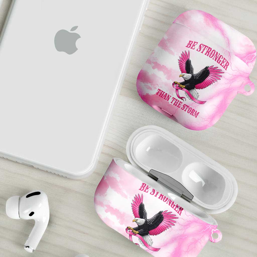 Pink Ribbon American Eagle AirPods Case Breast Cancer Awareness - Be Stronger Than The Storm