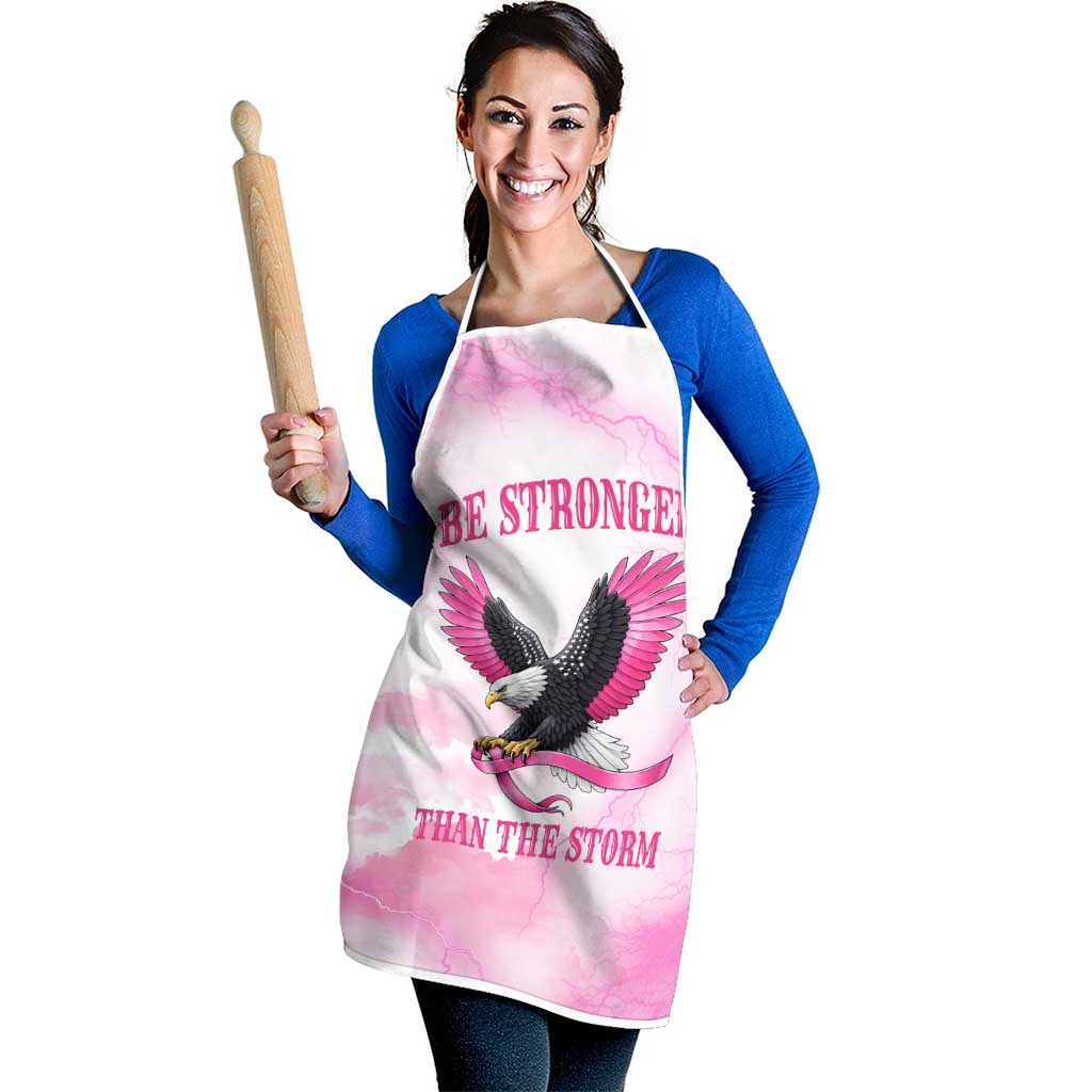 Pink Ribbon American Eagle Apron Breast Cancer Awareness - Be Stronger Than The Storm