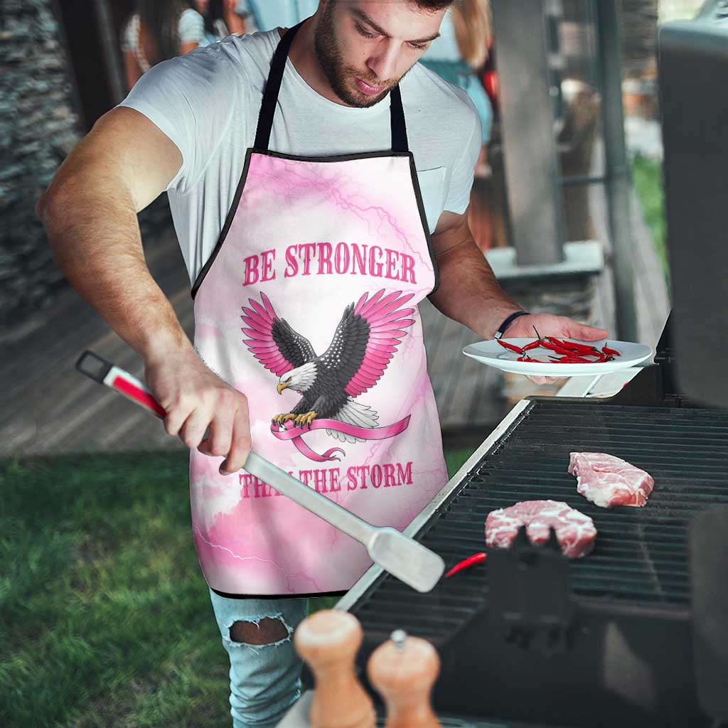 Pink Ribbon American Eagle Apron Breast Cancer Awareness - Be Stronger Than The Storm