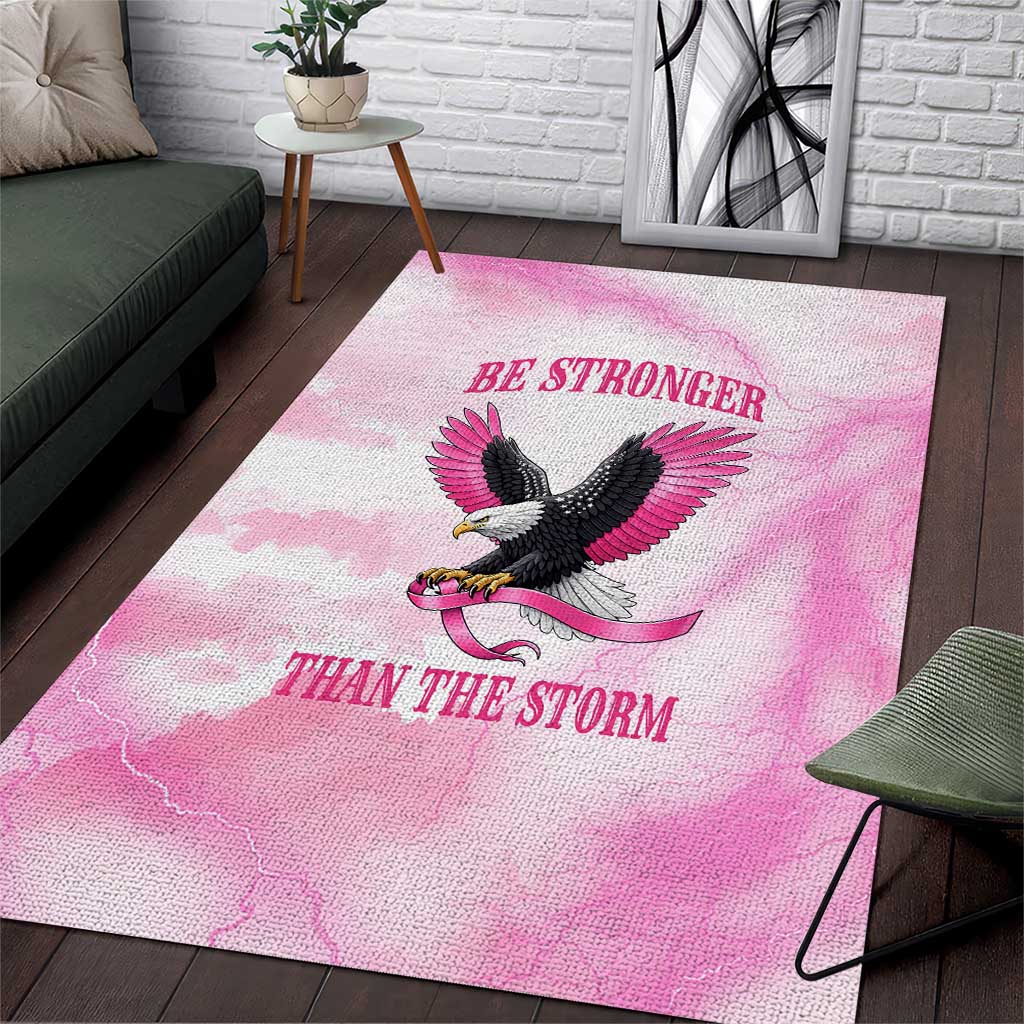 Pink Ribbon American Eagle Area Rug Breast Cancer Awareness - Be Stronger Than The Storm