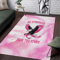 Pink Ribbon American Eagle Area Rug Breast Cancer Awareness - Be Stronger Than The Storm