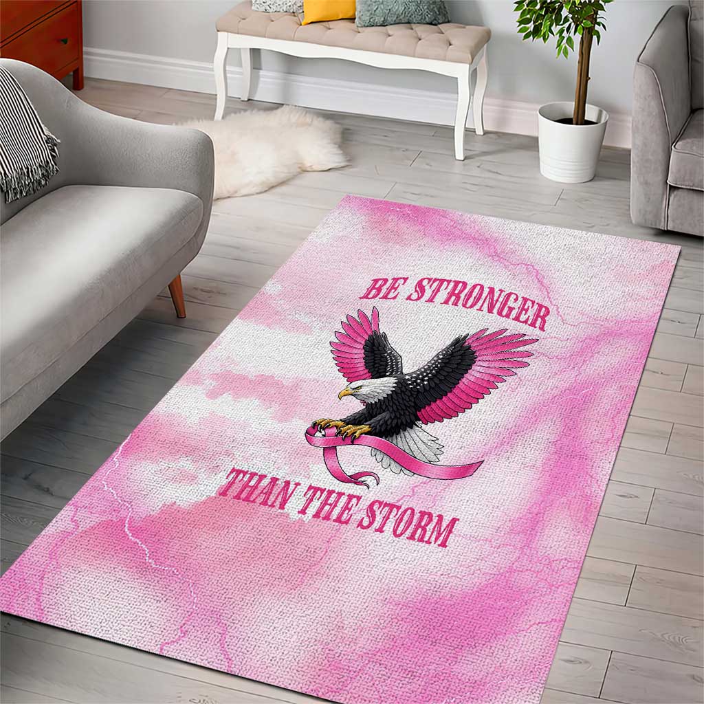 Pink Ribbon American Eagle Area Rug Breast Cancer Awareness - Be Stronger Than The Storm