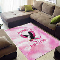 Pink Ribbon American Eagle Area Rug Breast Cancer Awareness - Be Stronger Than The Storm