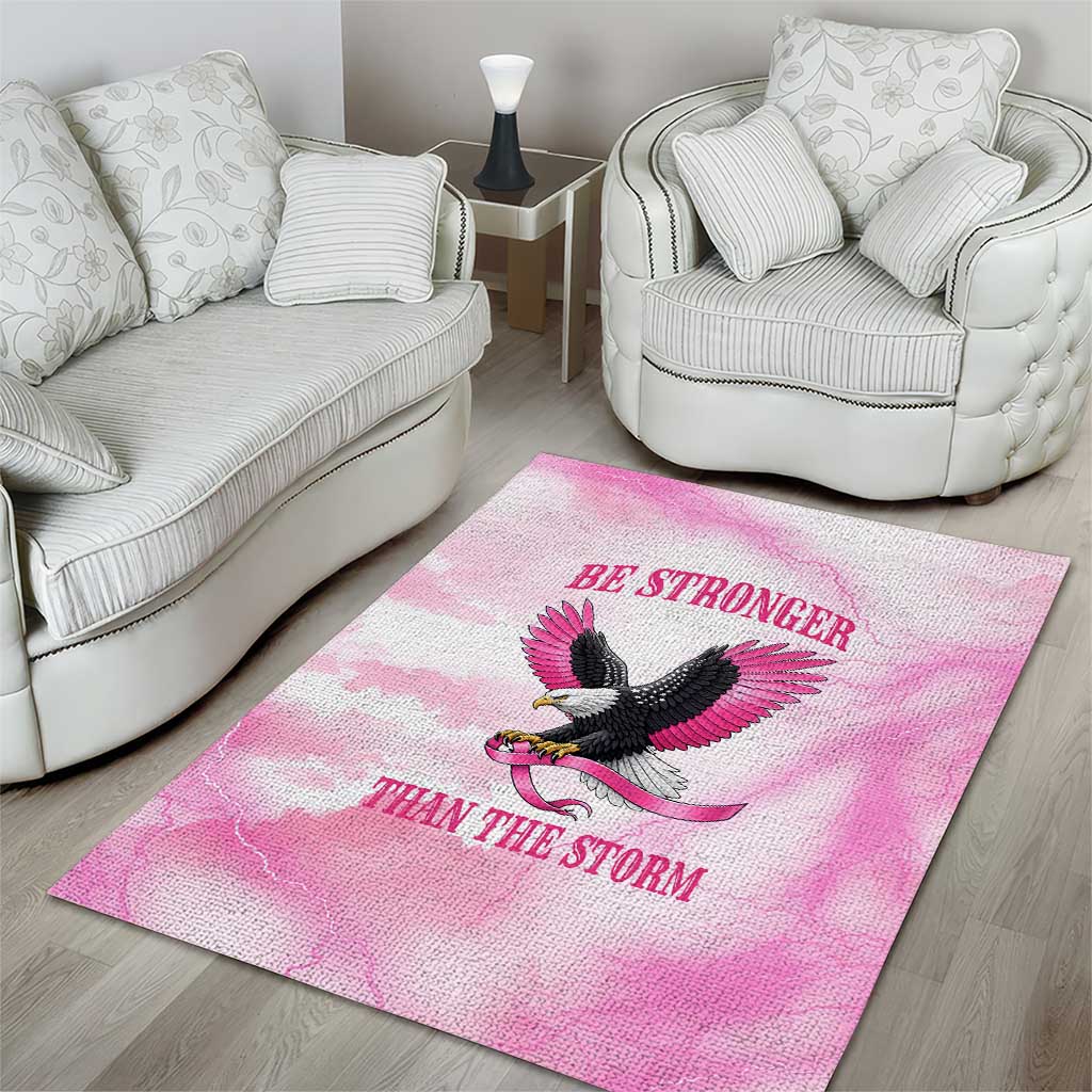 Pink Ribbon American Eagle Area Rug Breast Cancer Awareness - Be Stronger Than The Storm