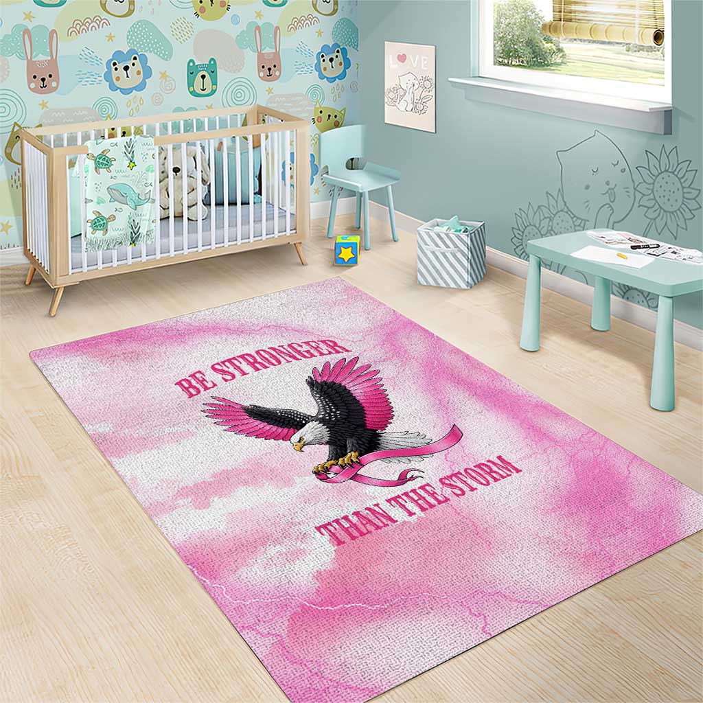 Pink Ribbon American Eagle Area Rug Breast Cancer Awareness - Be Stronger Than The Storm