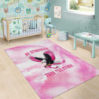 Pink Ribbon American Eagle Area Rug Breast Cancer Awareness - Be Stronger Than The Storm