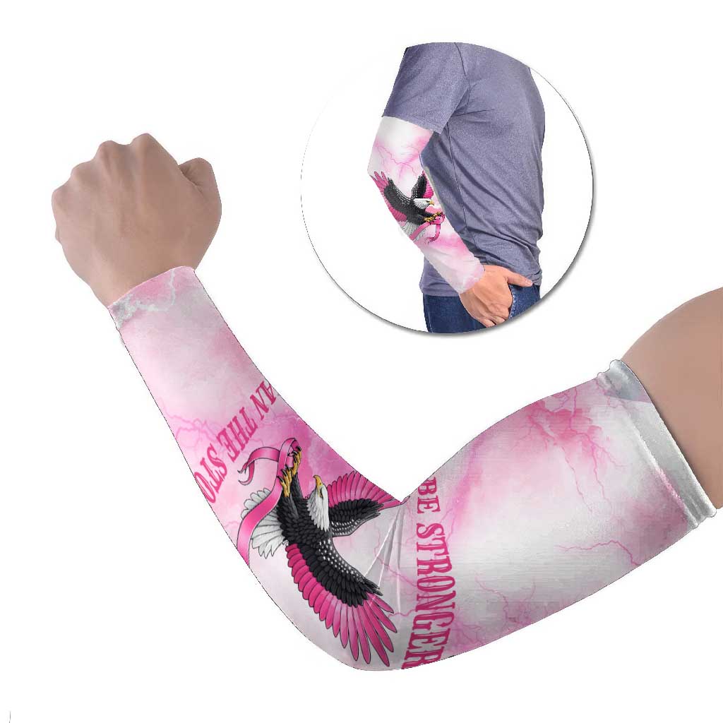 Pink Ribbon American Eagle Arm Sleeves Breast Cancer Awareness - Be Stronger Than The Storm
