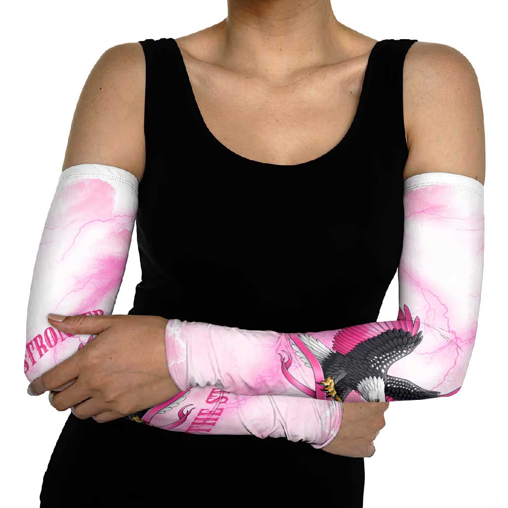 Pink Ribbon American Eagle Arm Sleeves Breast Cancer Awareness - Be Stronger Than The Storm