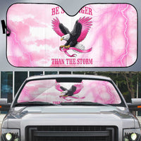 Pink Ribbon American Eagle Auto Sun Shade Breast Cancer Awareness - Be Stronger Than The Storm