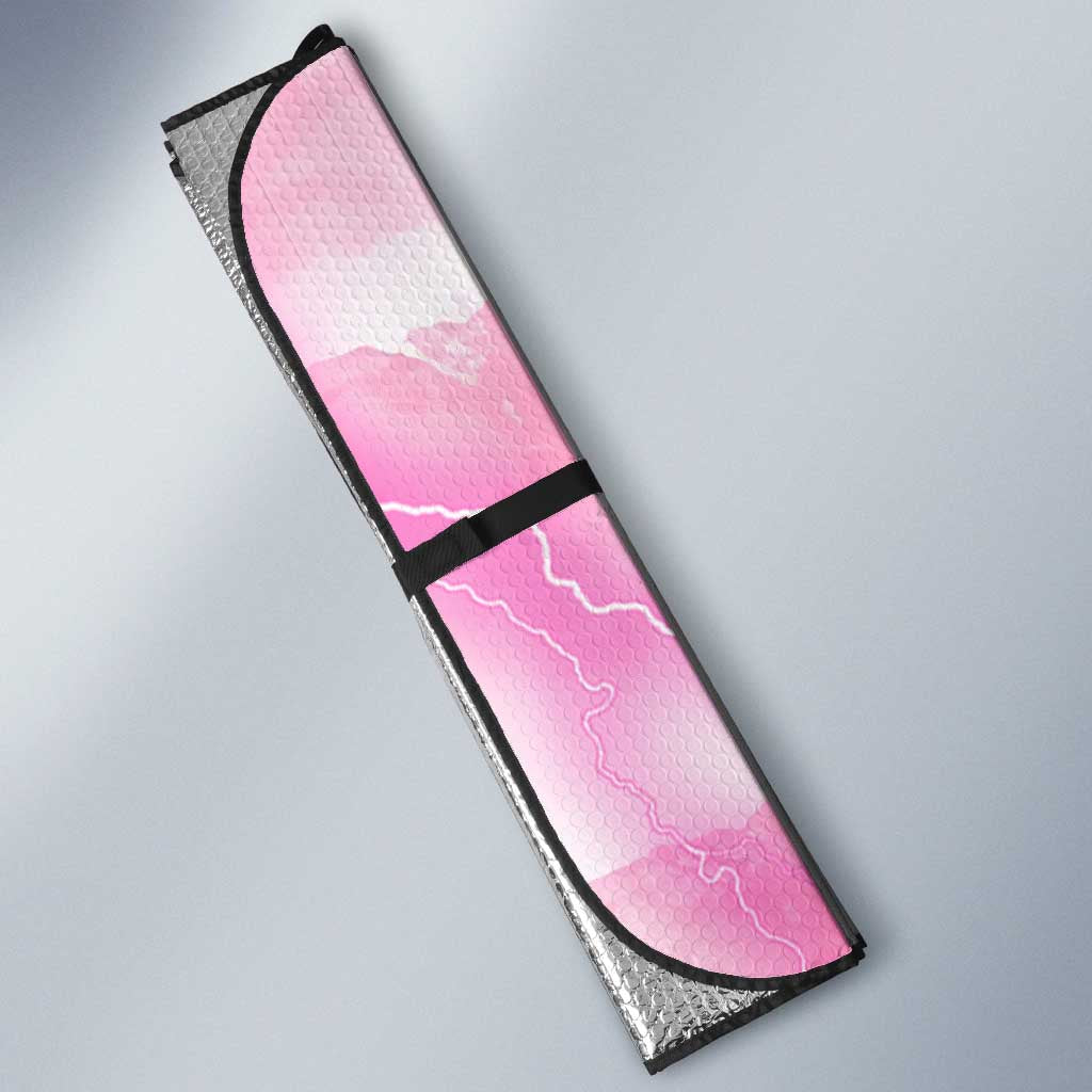 Pink Ribbon American Eagle Auto Sun Shade Breast Cancer Awareness - Be Stronger Than The Storm