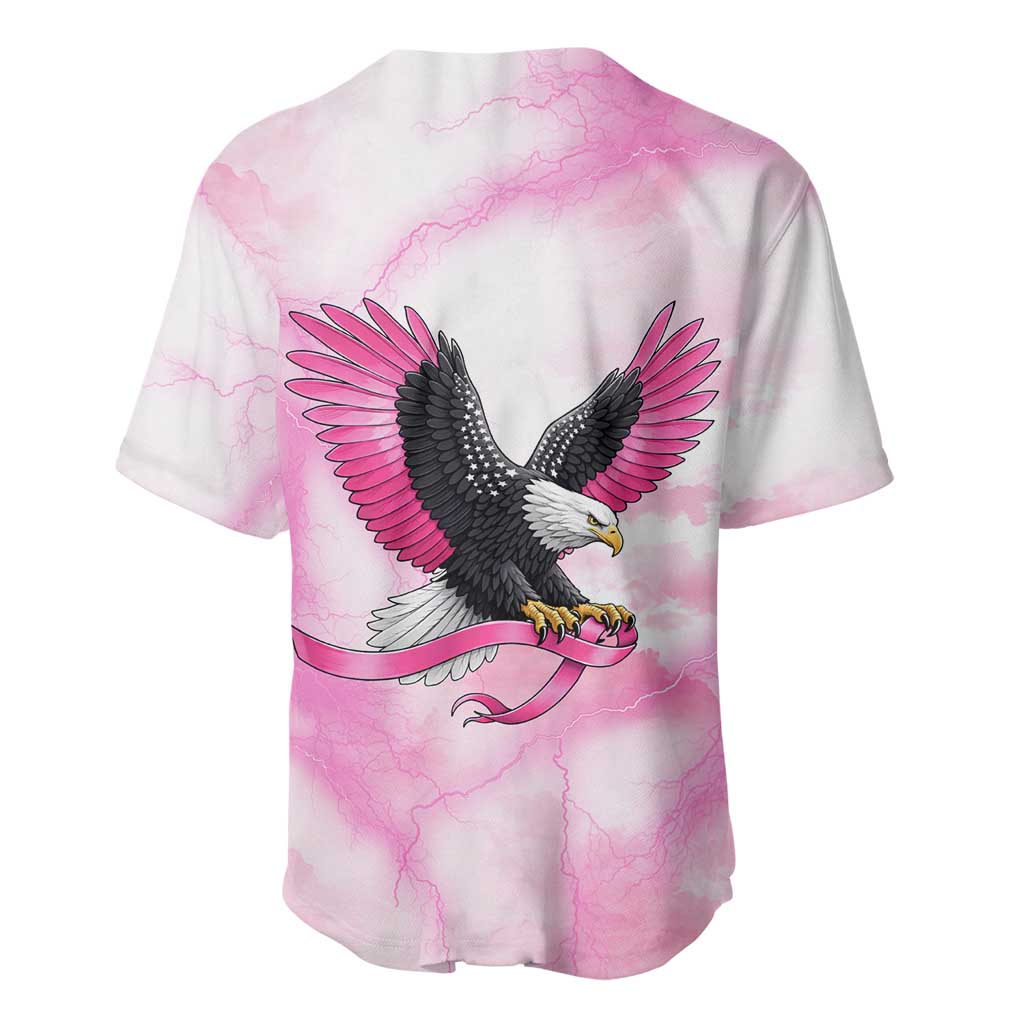 Pink Ribbon American Eagle Baseball Jersey Breast Cancer Awareness - Be Stronger Than The Storm