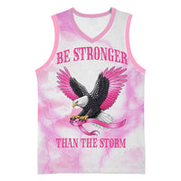 Pink Ribbon American Eagle Basketball Jersey Breast Cancer Awareness - Be Stronger Than The Storm